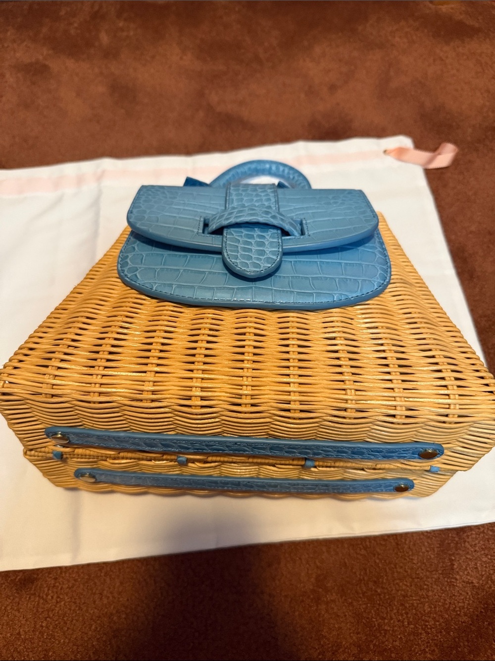 Pamela Munson Blue Croc-Embossed Lady Bag - Picture 3 of 7